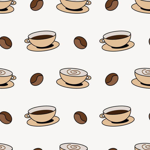咖啡和卡布奇诺，无缝的模式，矢量。图片下载