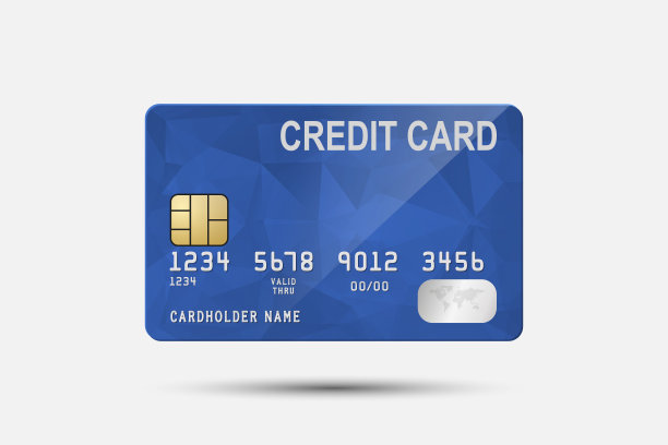 矢量3d现实蓝色信用卡隔离。设计模板的塑料信用卡或借记卡的模型，品牌。信用卡支付概念。前视图图片下载