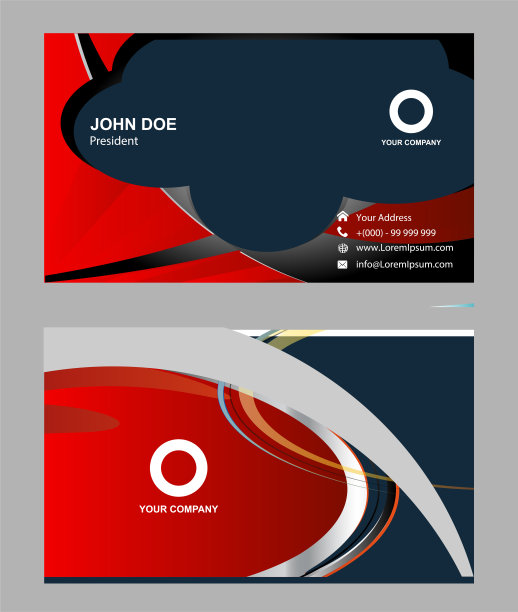 现代矢量名片-红色和黑色的颜色图片下载
