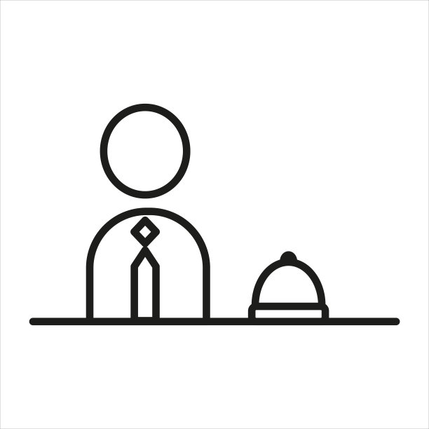 侍者与时钟线图标。餐厅、餐饮服务盖、服务员、服务业、咖啡馆、领带、制服、盖子、餐饮、外出就餐、上菜、点菜。服务的概念。矢量线图标图片下载