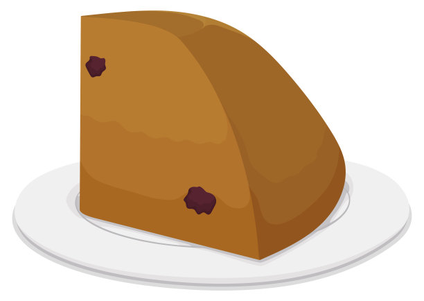 美味的奶油蛋羹片葡萄干在盘子上，矢量插图图片下载