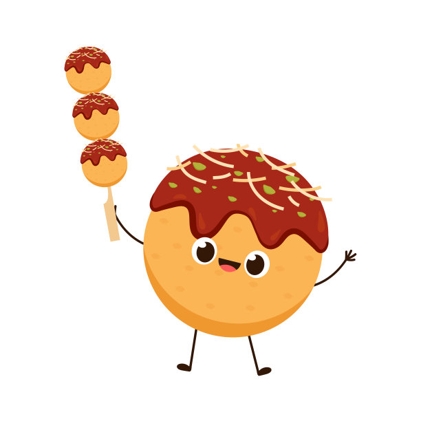 章鱼烧人物设计。章鱼烧向量。白底章鱼烧。图片下载