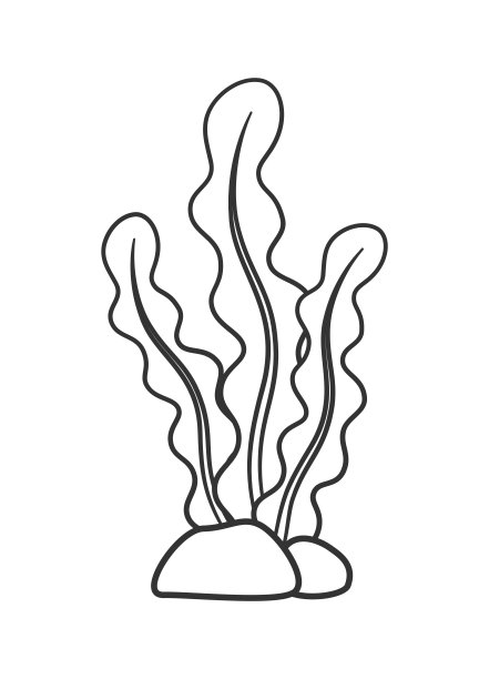 水下海藻轮廓矢量插图剪贴画图片下载