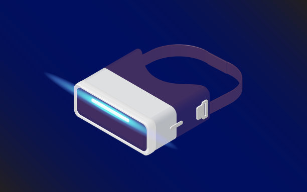 虚拟眼镜和控制器，虚拟现实眼镜，虚拟现实设备，操纵杆，在数字网络空间中玩电子视频游戏的工具。未来的设计。赛博朋克技术向量图片下载