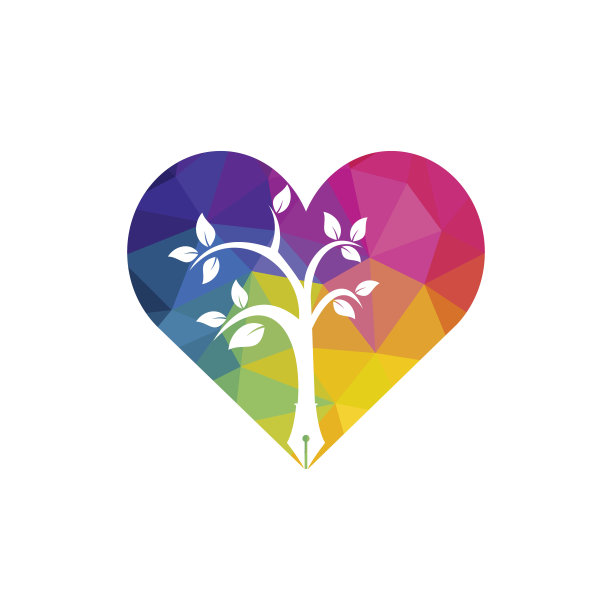 树笔矢量标志设计模板。作者爱与自然的标志概念。图片下载