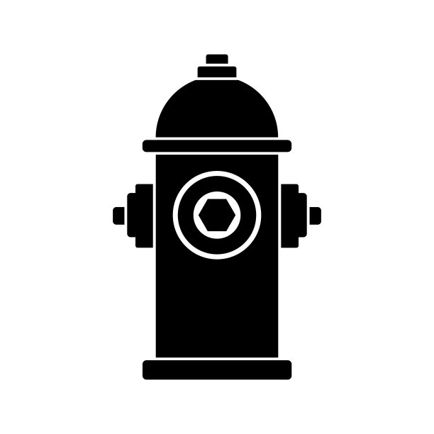 消防栓，烟火剪影。极简主义的简单平面图标。消防给水设备。图片下载