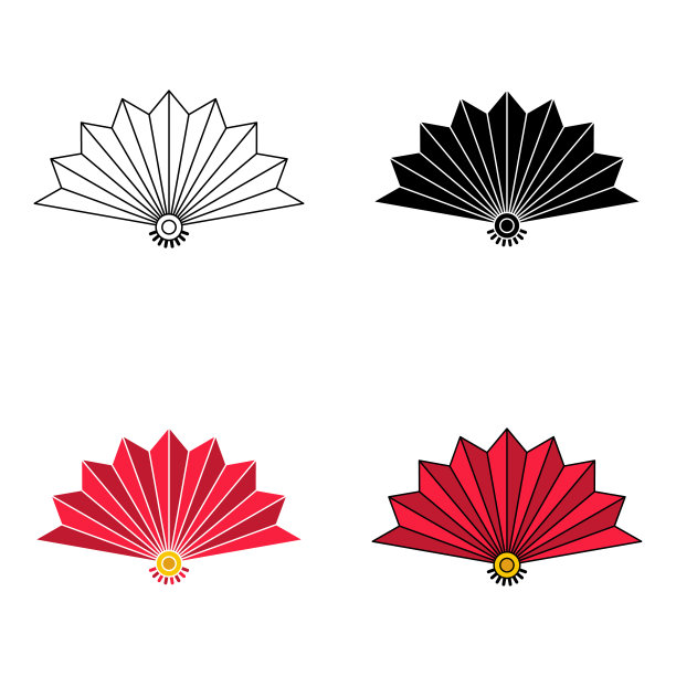 折扇在平面风格隔离图片下载