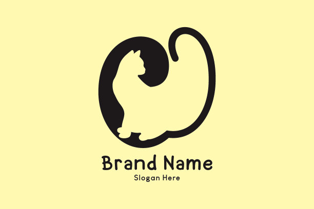 CJ首字母标志与猫装饰内标志图片下载