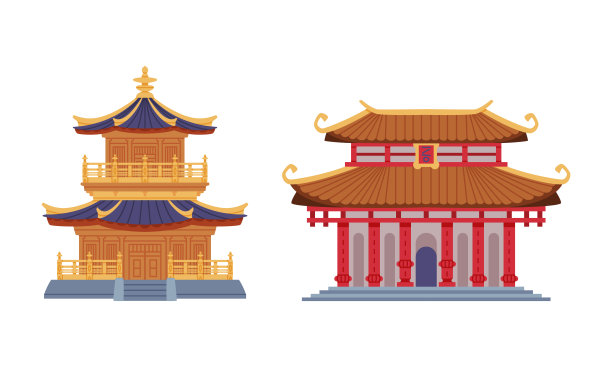 宝塔作为中国多层塔与传统建筑向量集图片下载