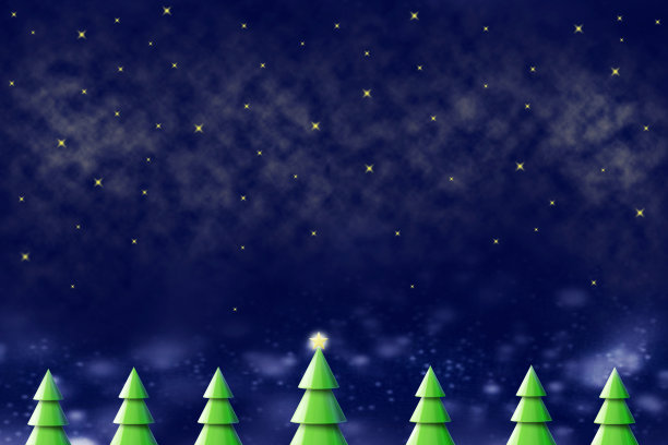 圣诞树映衬着星空。副本的空间。放置你的文本的地方。新年的横幅。新年插画。图片下载