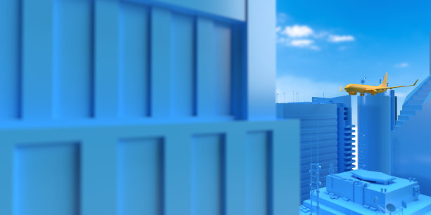 飞机飞过城市，注意背景图片下载