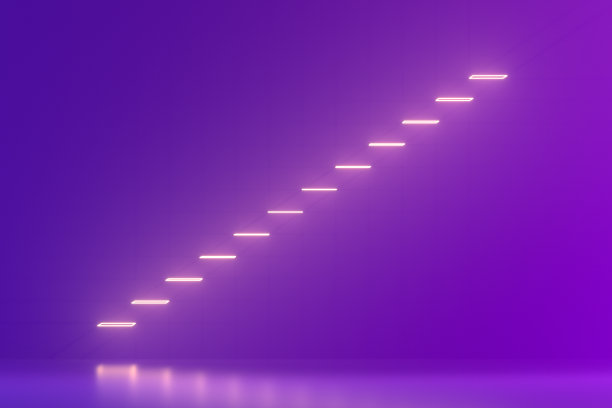 霓虹灯楼梯在紫色的背景图片下载