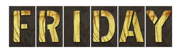 星期五。单词来自木制字母。孤立在白色背景上。星期几。设计元素。图片下载