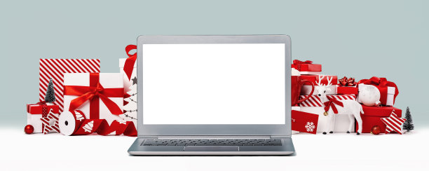 笔记本电脑的前视图与模型屏幕上的桌子图片下载