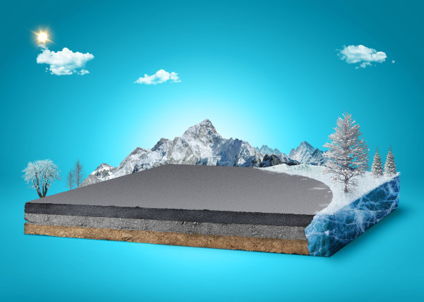 冰雪山路3D插画：冬季旅行度假背景图片下载