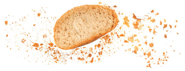 顶部视图的全麦面包隔离在白色背景特写。平躺图片下载