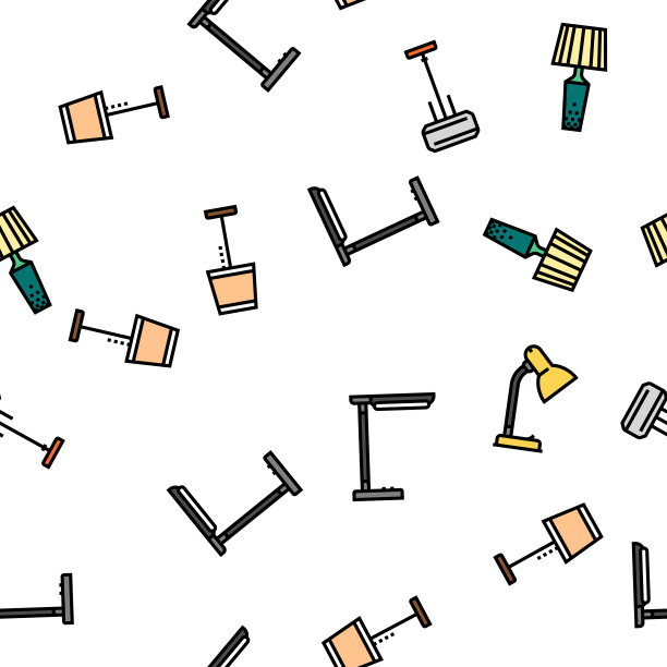 台灯、台灯、家居灯、桌面矢量无缝模式图片下载