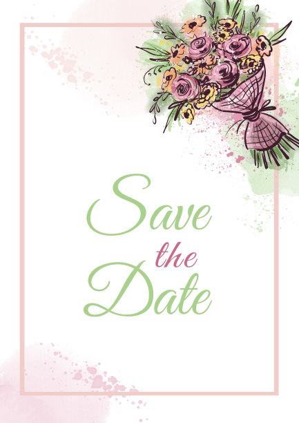 水彩背景上手绘的花束。复古婚礼背景。图片下载