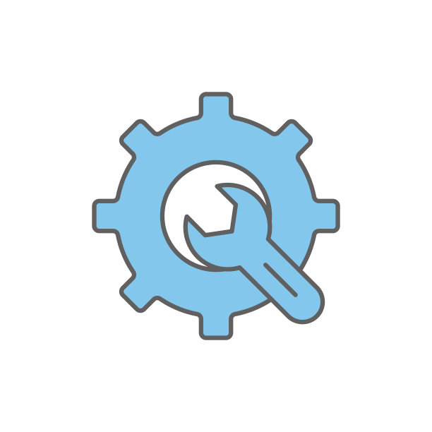 齿轮图标插图与扳手。适用于维护图标。两种色调图标风格。图标与建筑有关。简单的矢量设计可编辑图片下载