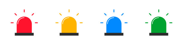 一组用于点亮旋转灯的图标。紧急警报和紧急警报。警察灯。向量。图片下载