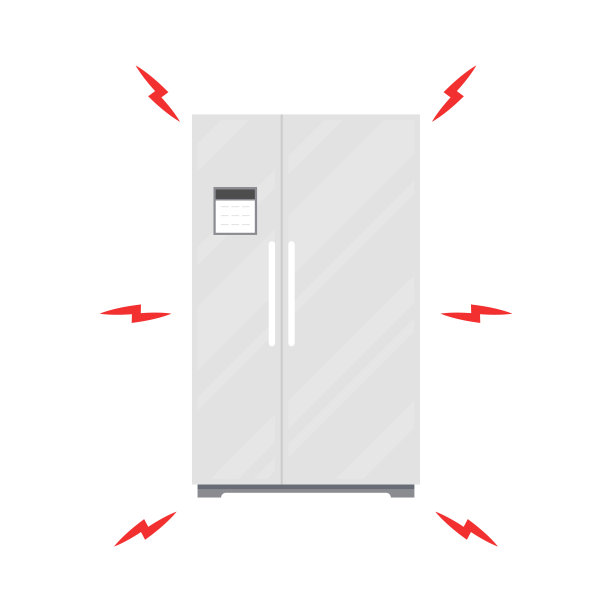 坏冰箱矢量。白色背景的冰箱。图片下载