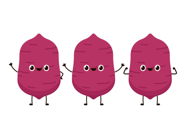 红薯卡通。甘薯人物设计。图片下载