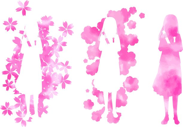 樱花和女学生。毕业的形象。图片下载