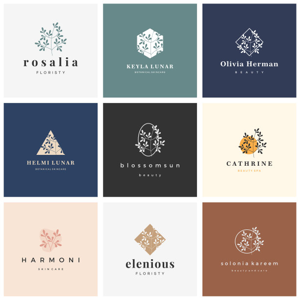 花卉和植物女性标志集合图片下载