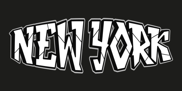 纽约词迷幻涂鸦风格的字母。矢量手绘涂鸦卡通标志纽约插图。有趣的酷的trippy字母，时尚，涂鸦风格的t恤，海报概念印刷图片下载