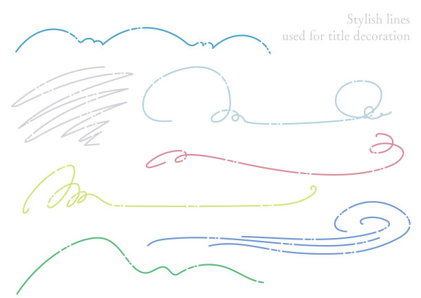 波浪、云、山、风、标题装饰、矢量线条素材集图片下载