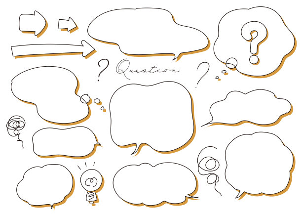 灯泡，箭头，忧虑，问题，演讲气泡，矢量材料集图片下载
