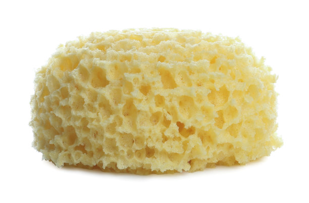 白色底色的黄色沐浴海绵图片下载