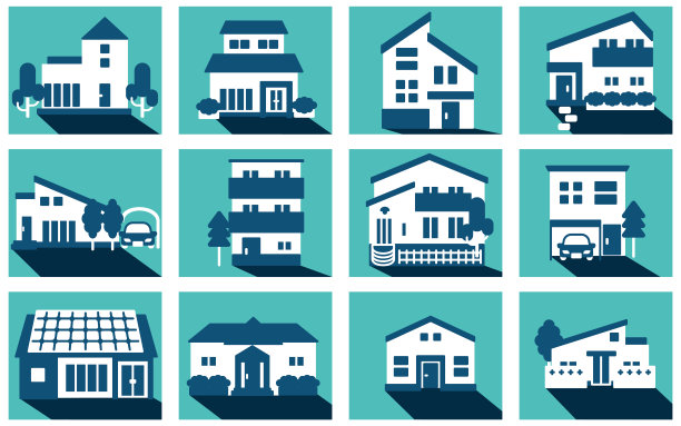 建筑图标插图套装A(单色)图片下载