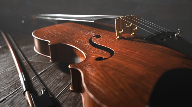小提琴木桌图片下载