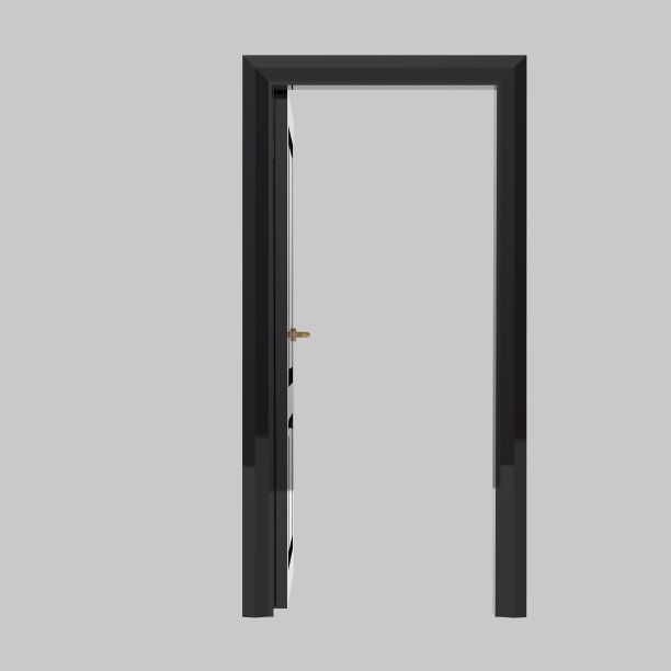 黑色木门内饰插画设置不同的开闭隔离白色背景图片下载