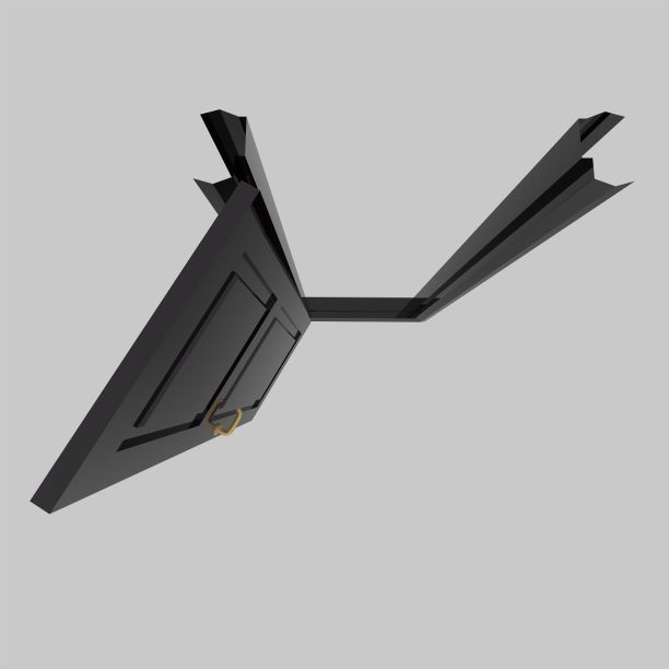 黑色木门内饰插画设置不同的开闭隔离白色背景图片下载