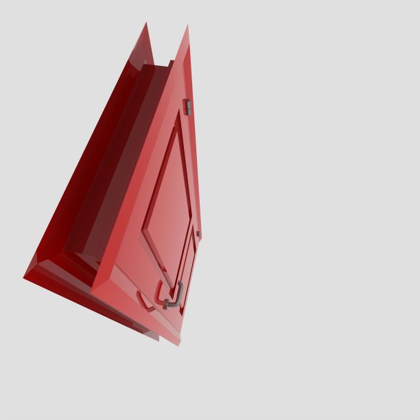 红色木门内饰插画设置不同的开闭隔离白色背景图片下载