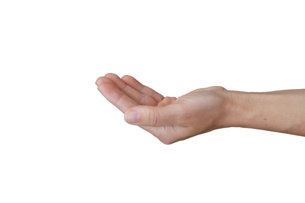 年轻女性的手在白底特写图片下载