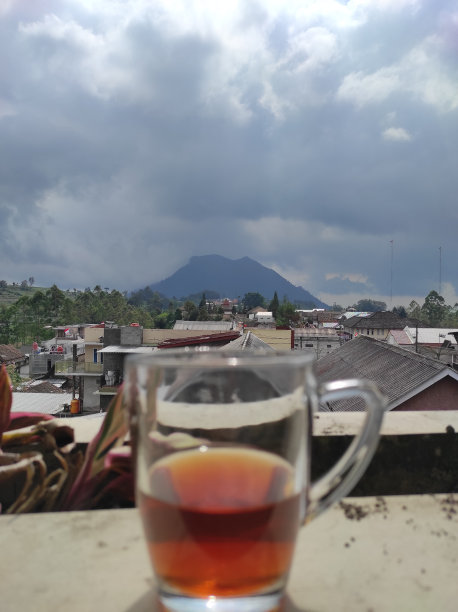 从房子阳台看山景，前景照片模糊图片下载