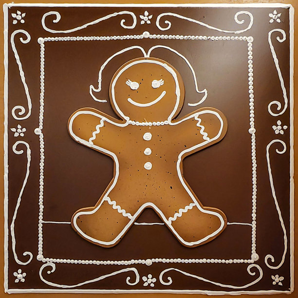 圣诞姜饼人与领结涂鸦剪纸股票插图图片下载