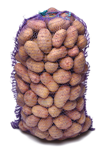 一袋土豆，物体被隔离在白色背景上图片下载