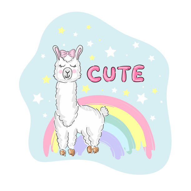 拉玛卡通羊驼。喇嘛动物载体隔离图。图片下载