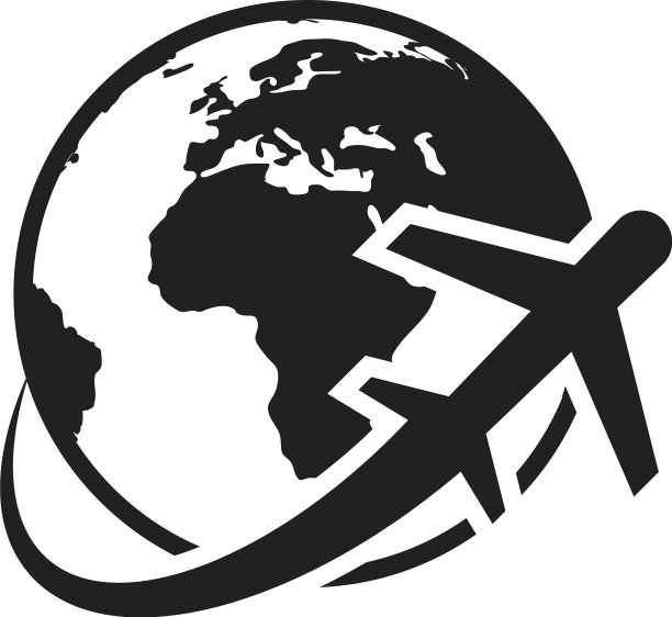 全球航班图标与飞机飞行的地球图片下载