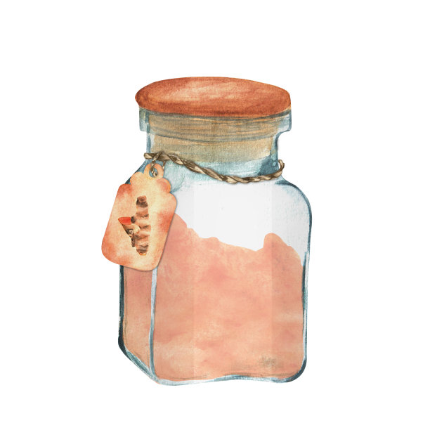 手绘水彩玻璃罐与姜黄粉图片下载