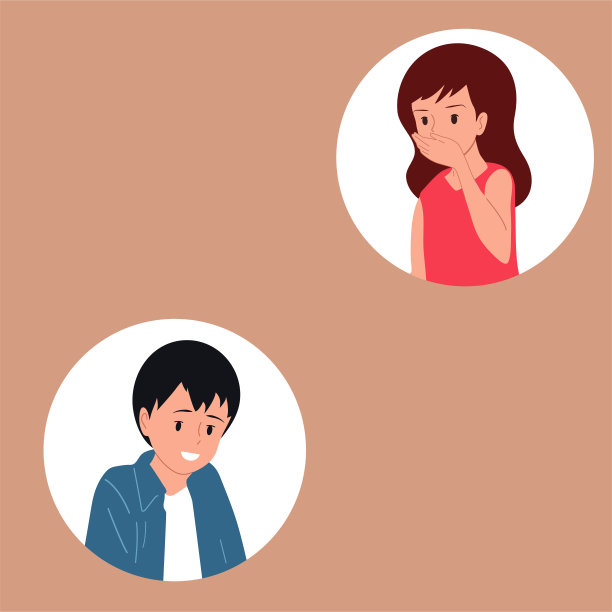 阿凡达年轻的男孩和女孩。积极的情感。向量图片下载