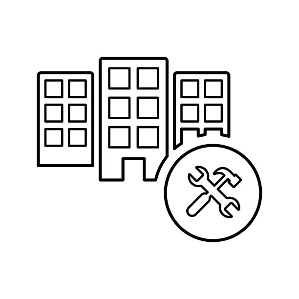 建造轮廓图标：线条艺术矢量图片下载