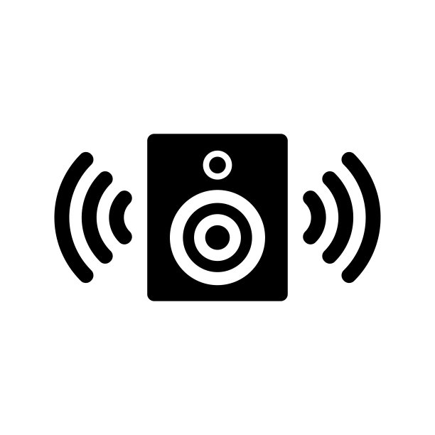 盒子、电器、喇叭图标。黑色矢量图形。图片下载