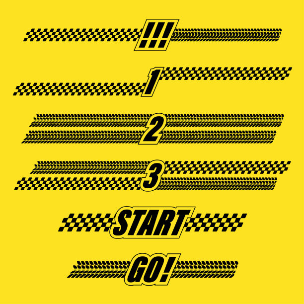 运动旗帜黄色开始剪影图片下载