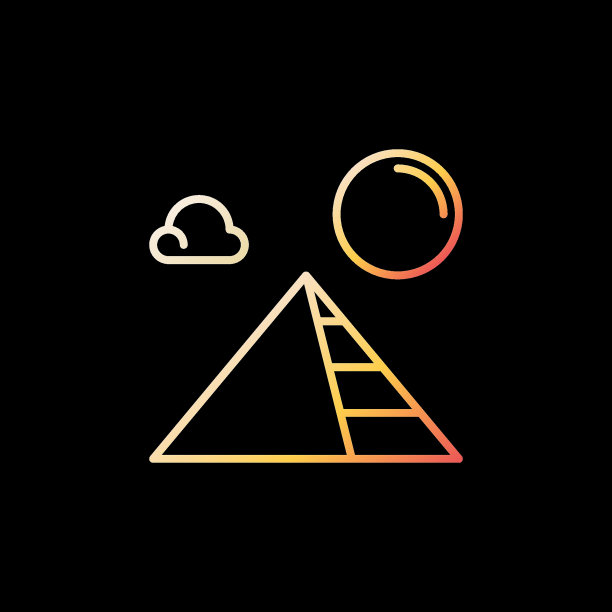 矢量埃及金字塔埃及文化概念轮廓彩色图标图片下载