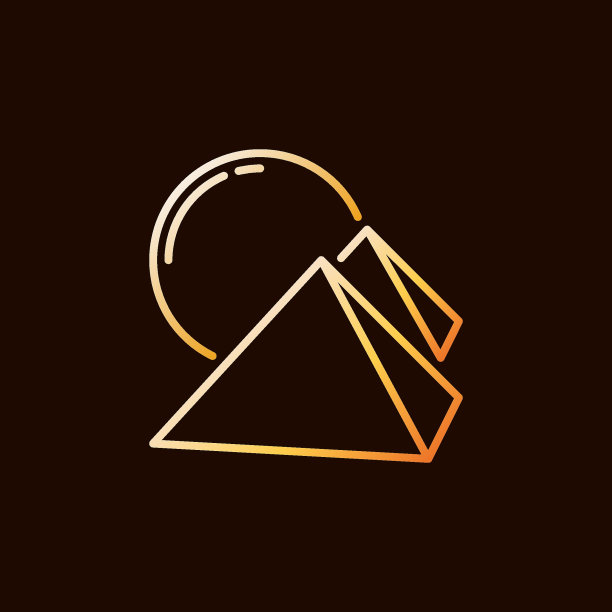 埃及金字塔和大太阳矢量概念彩色图标线条风格图片下载